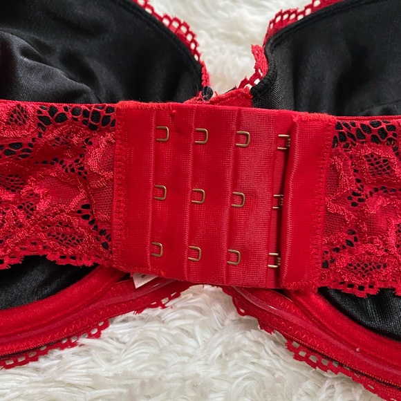 La Vie en Rose Red Push Up Lace Bra Size 38DD - Picture 8 of 8